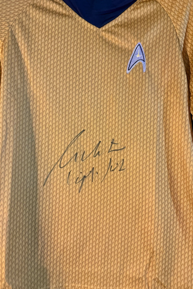 William Shatner Signed Star Trek Prop Uniform Jersey Shirt w/ "Captain Kirk" Inscription - JSA COA